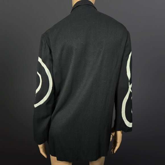 Vintage 80s 90s Oversized Blazer size M Black White Abstract Swirl Art to Wear - Picture 6 of 9